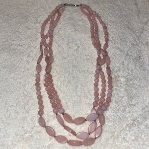 Pink Opal Rhodium Over Sterling Silver Necklace
